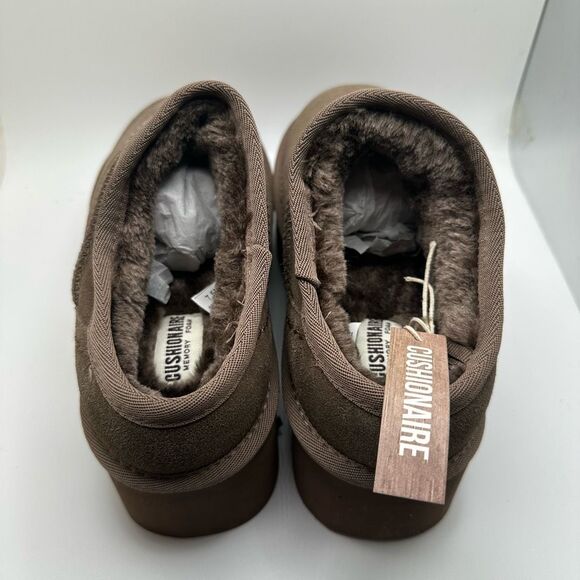 CUSHIONAIRE Women's Genuine Suede Cozy Mule Platform +Memory Foam 7.5 BROWN NWT - Picture 4 of 7